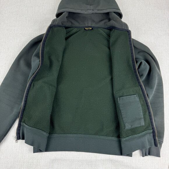 Flint and Tinder Hoodie Mens Small Green Full Zip Heavyweight Cotton Fleece USA - Picture 6 of 16